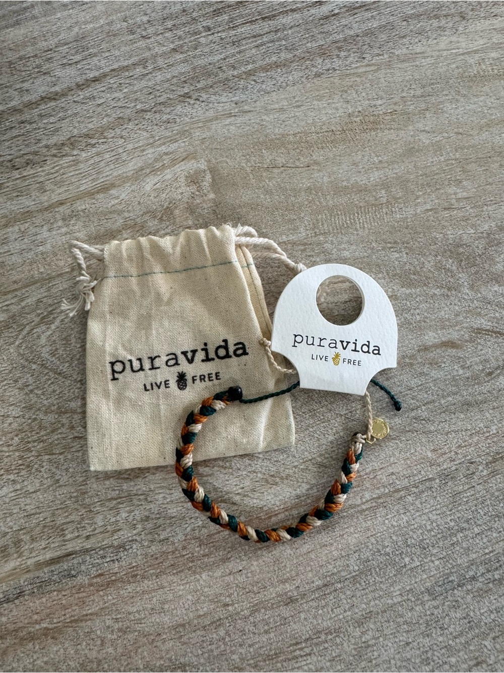 Pura Vida Braided Bracelet in Tan, Green & Black